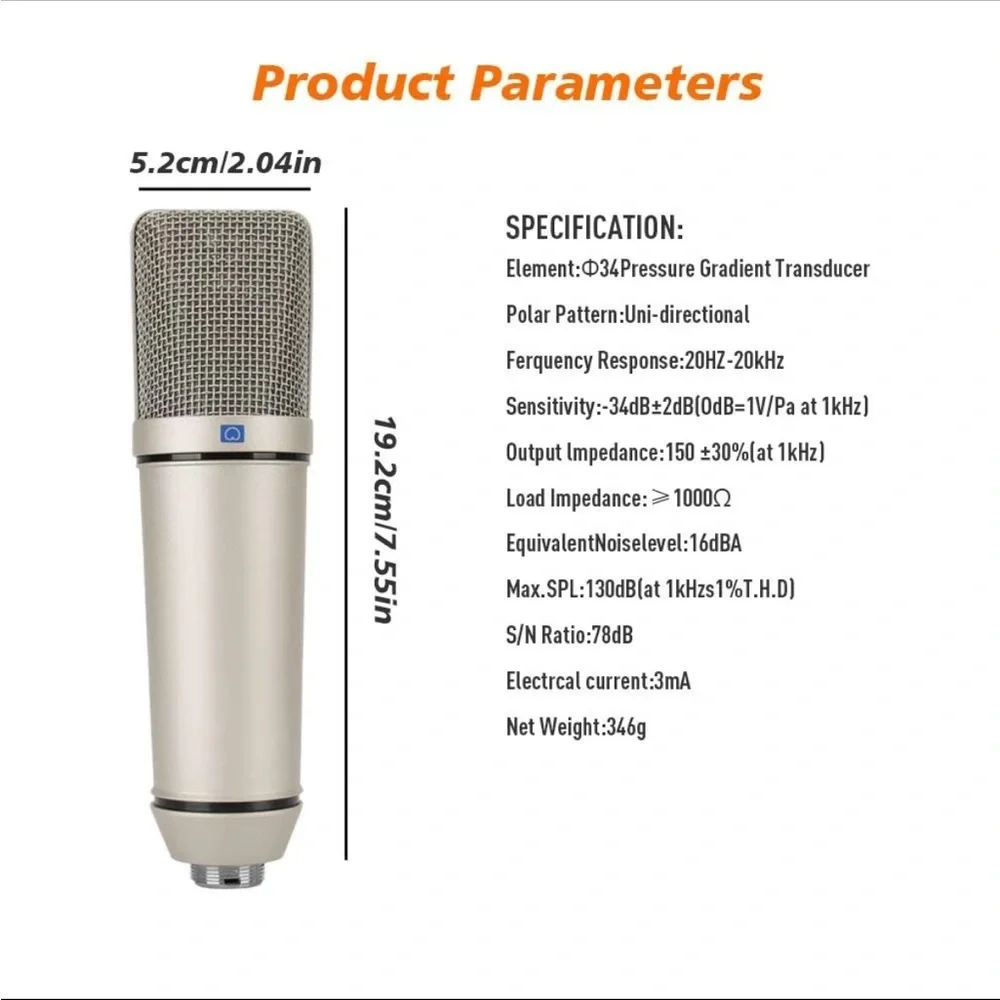 Professional Silver Microphone with Shock Mount